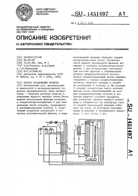 Способ разделения воздуха (патент 1451497)