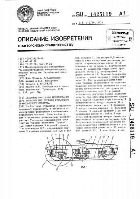Буксовое рессорное подвешивание двух колесных пар тележки рельсового транспортного средства (патент 1425119)