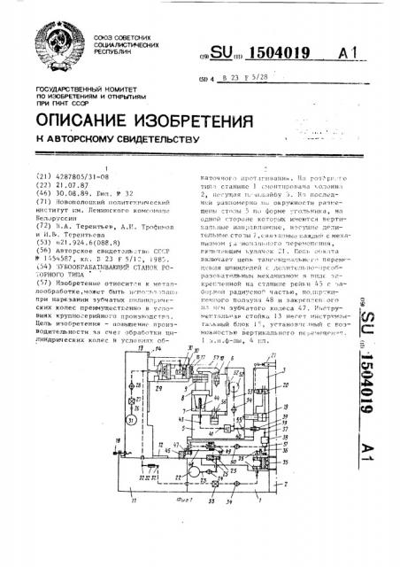 Зубообрабатывающий станок роторного типа (патент 1504019)