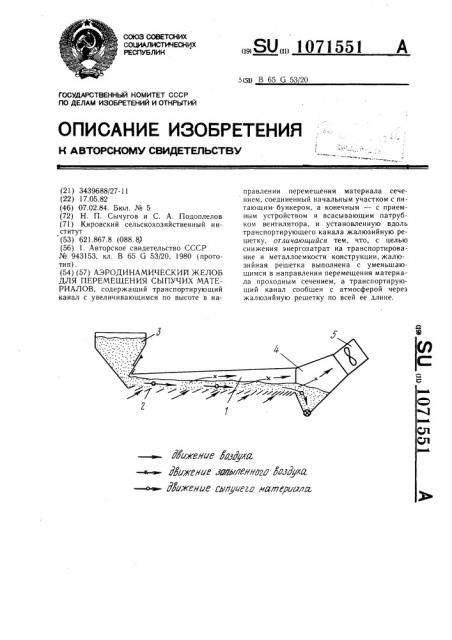 Аэродинамический желоб для перемещения сыпучих материалов (патент 1071551)