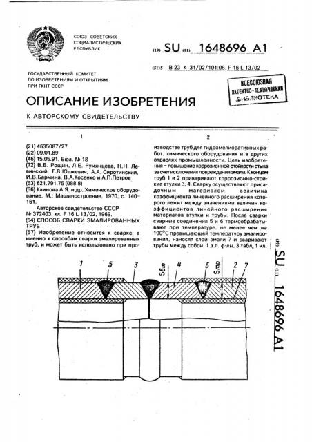 Способ сварки эмалированных труб (патент 1648696)