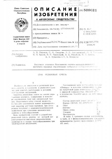 Резиновая смесь (патент 509621)
