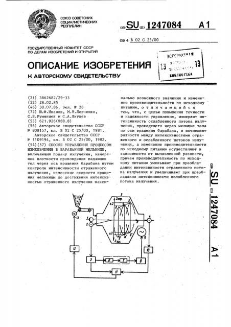 Способ управления процессом измельчения в барабанной мельнице (патент 1247084)