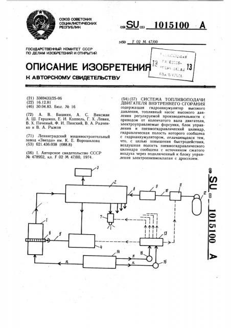 Система топливоподачи двигателя внутреннего сгорания (патент 1015100)