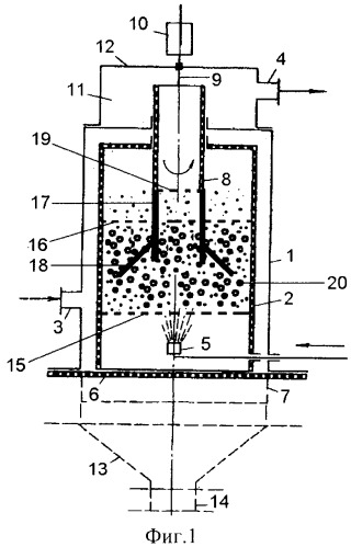 Камера для проведения тепломассообмена между диспергированными частицами и газообразной средой (патент 2490571)