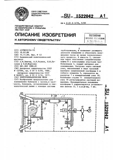 Электромеханические весы (патент 1522042)