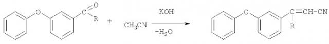Способ получения 3-замещенных-3-(3-феноксифенил)-2-пропененитрилов (патент 2366647)