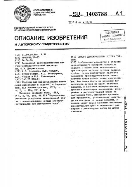 Способ дефектоскопии ротора турбины (патент 1403788)