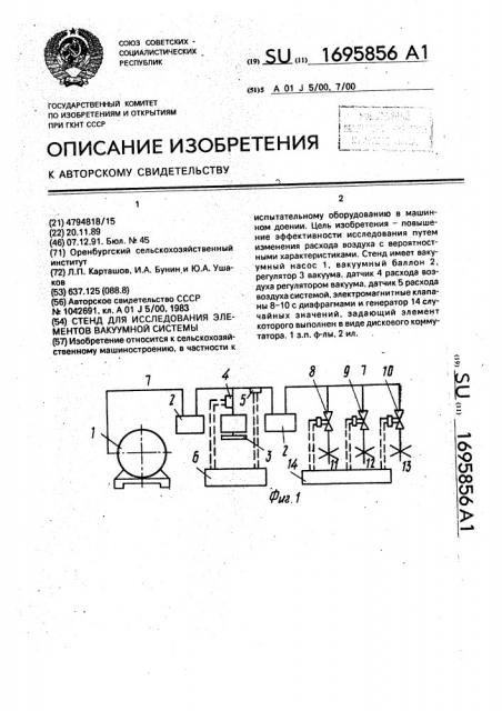 Стенд для исследования элементов вакуумной системы (патент 1695856)