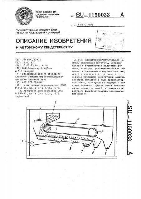 Электросемяочистительная машина (патент 1150033)