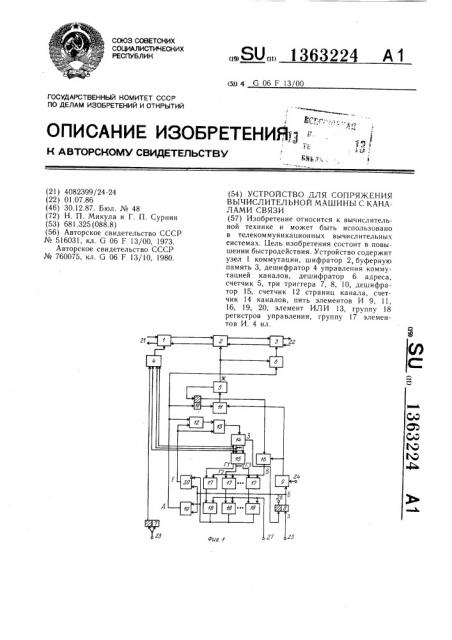 Устройство для сопряжения вычислительной машины с каналами связи (патент 1363224)