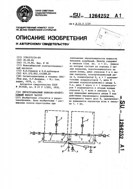 Перестраиваемый полосно-пропускающий фильтр частот (патент 1264252)