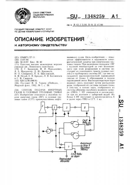 Способ подачи инертных газов в судовые грузовые танки (патент 1348259)