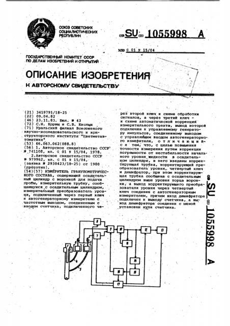 Измеритель гранулометрического состава (патент 1055998)