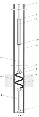 Скважинное устройство для генерирования и передачи упругих колебаний в продуктивный пласт (патент 2520674)