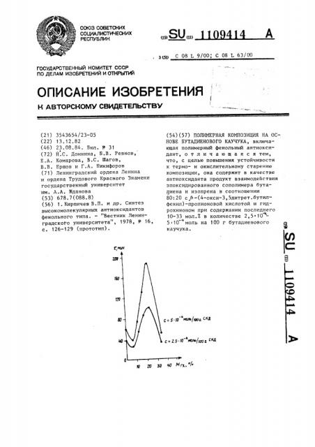 Полимерная композиция на основе бутадиенового каучука (патент 1109414)