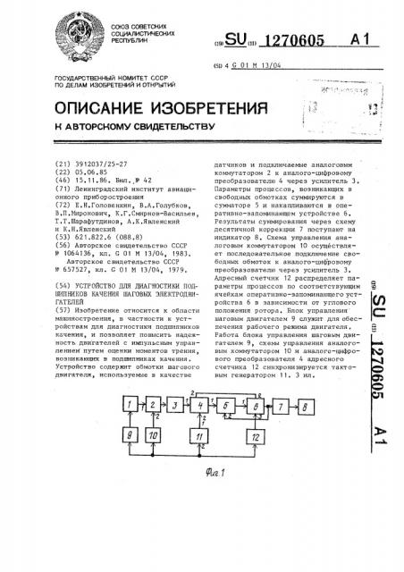 Устройство для диагностики подшипников качения шаговых электродвигателей (патент 1270605)