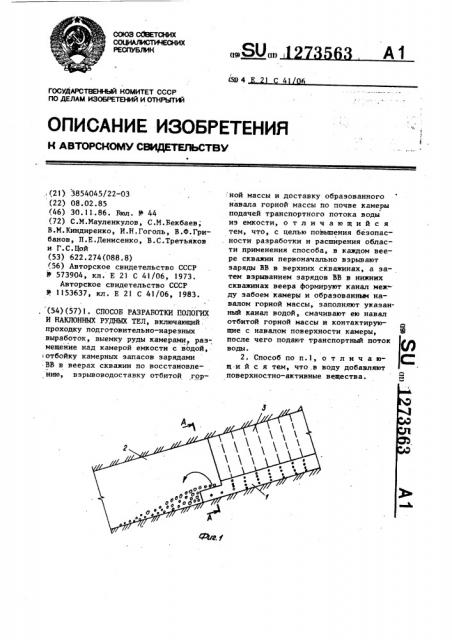 Способ разработки пологих и наклонных рудных тел (патент 1273563)