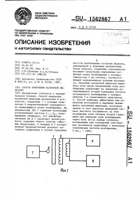 Способ измерения магнитной индукции (патент 1562867)