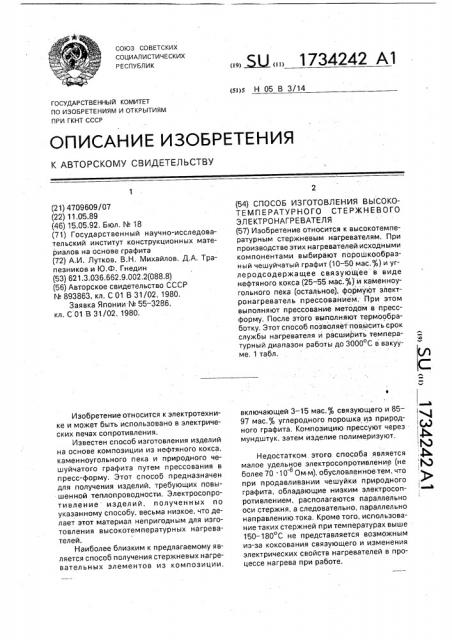 Способ изготовления высокотемпературного стержневого электронагревателя (патент 1734242)