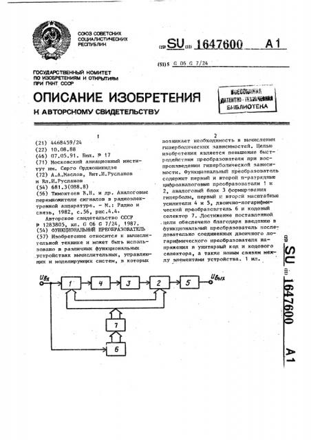 Функциональный преобразователь (патент 1647600)