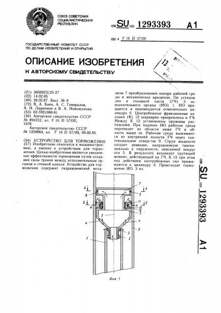 Устройство для торможения (патент 1293393)