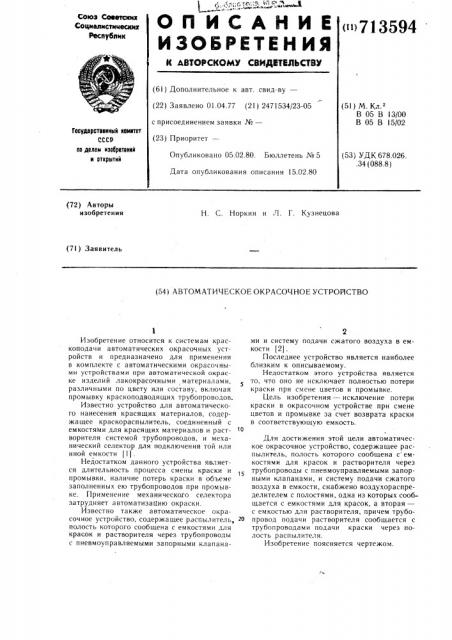 Автоматическое окрасочное устройство (патент 713594)
