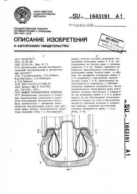 Колесо транспортного средства (патент 1643191)