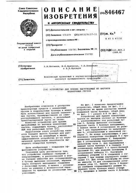 Усройство для приема выгружаемыхиз вагонов навалочных грузов (патент 846467)