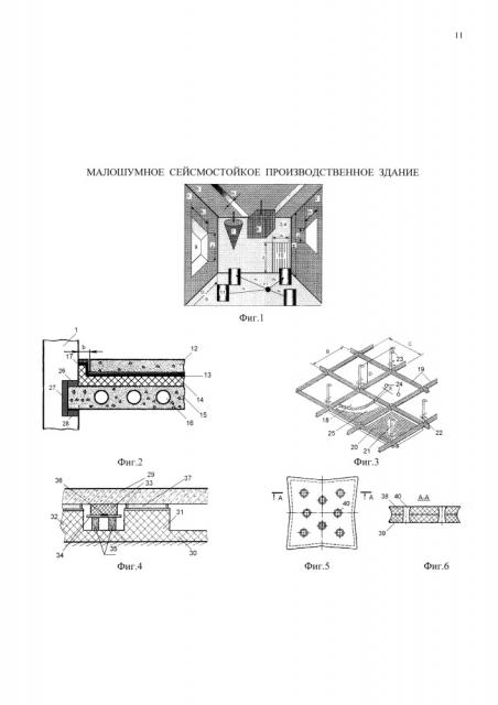 Малошумное сейсмостойкое производственное здание (патент 2655667)