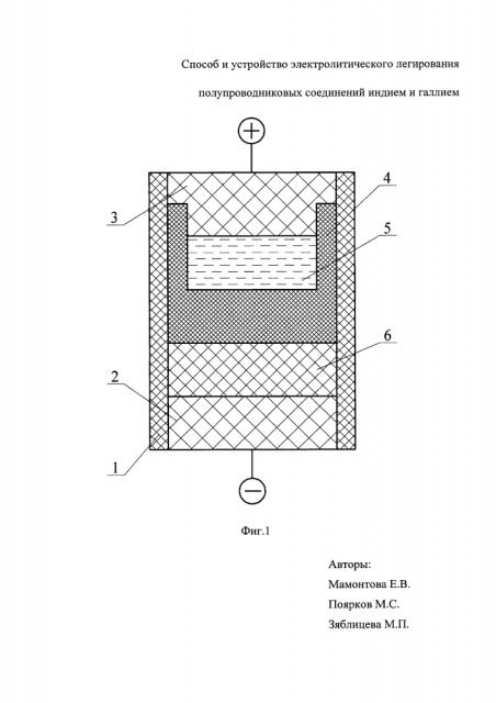 Способ и устройство электролитического легирования полупроводниковых соединений индием и галлием (патент 2645902)