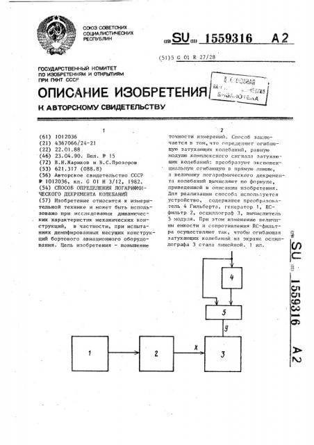 Способ определения логарифмического декремента колебаний (патент 1559316)