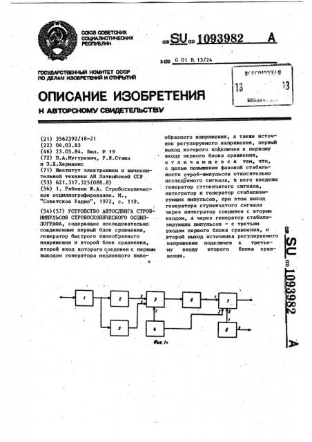 Устройство автосдвига строб-импульсов стробоскопического осциллографа (патент 1093982)