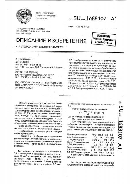 Способ очистки теплообменных аппаратов от отложений пиролизных смол (патент 1688107)