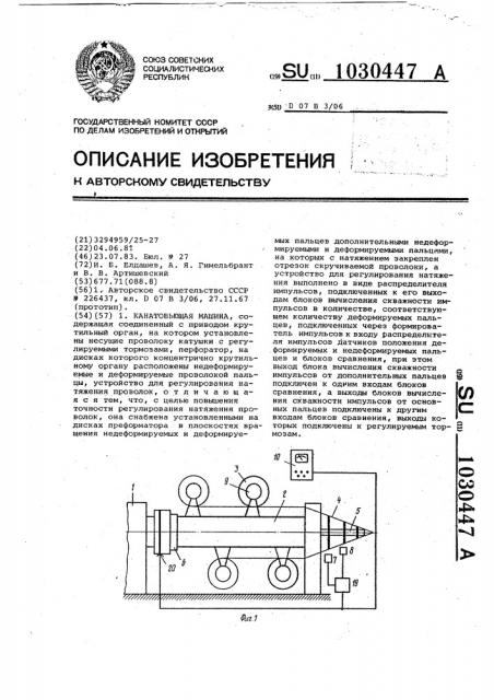 Канатовьющая машина (патент 1030447)