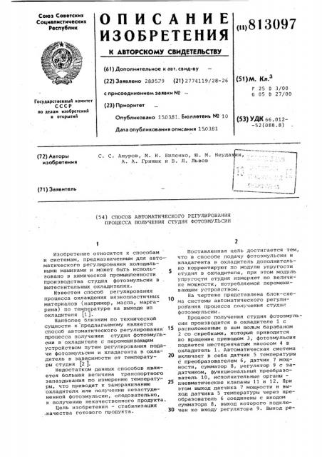 Способ автоматического регулированияпроцесса получения студняфотоэмульсии (патент 813097)