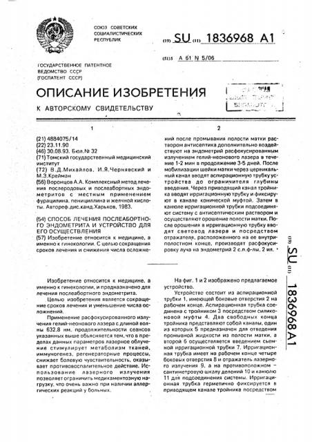 Способ лечения послеабортного эндометрита и устройство для его осуществления (патент 1836968)