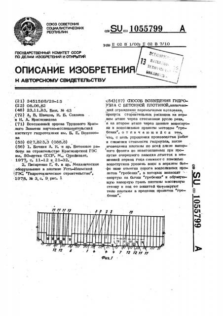 Способ возведения гидроузла с бетонной плотиной (патент 1055799)