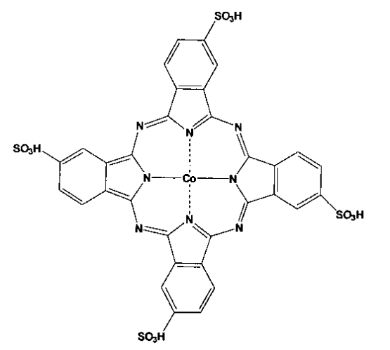 Гомогенные катализаторы окисления диалкилдитиокарбаматов на основе тетра-4-(1-бензотриазолил)-тетра-5-(сульфонафтокси)фталоцианинов кобальта (патент 2580323)