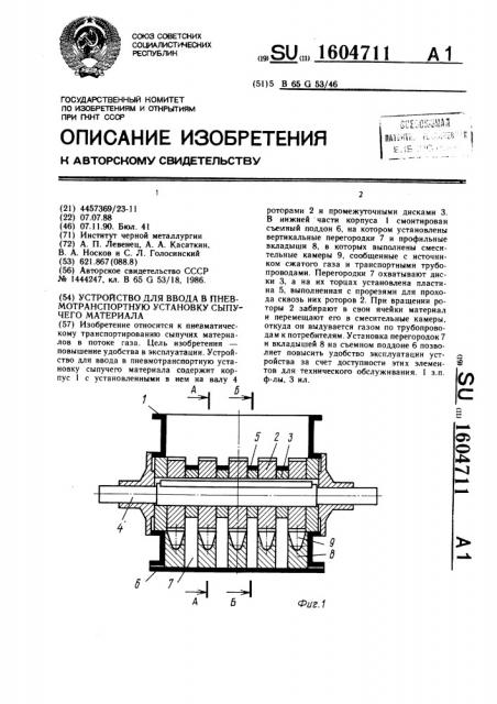 Устройство для ввода в пневмотранспортную установку сыпучего материала (патент 1604711)