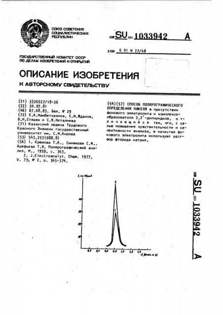 Способ полярографического определения никеля (патент 1033942)