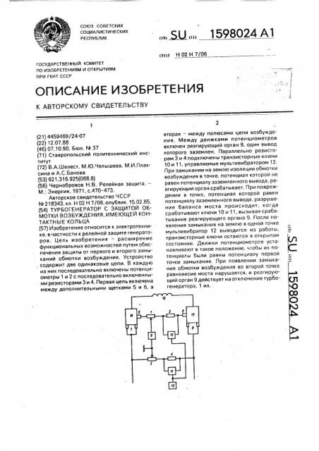 Турбогенератор с защитой обмотки возбуждения, имеющей контактные кольца (патент 1598024)