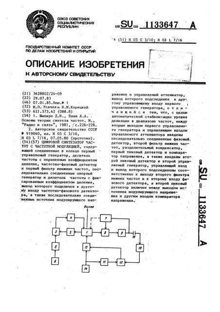 Цифровой синтезатор частот с частотной модуляцией (патент 1133647)