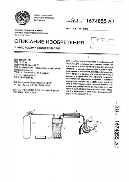 Устройство для лечения внутренних полостей (патент 1674855)