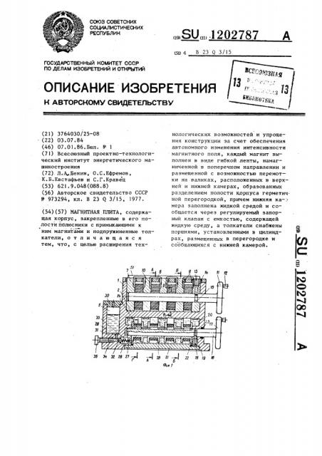 Магнитная плита (патент 1202787)