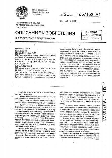 Способ соединения биотканей (патент 1657152)