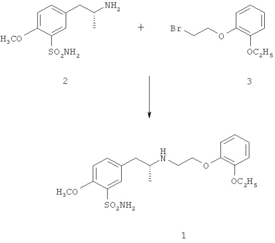 Получение r-5-(2-(2-(2-этоксифенокси)этиламино)пропил)-2-метоксибензолсульфонамидгидрохлорида высокой химической чистоты (патент 2456269)