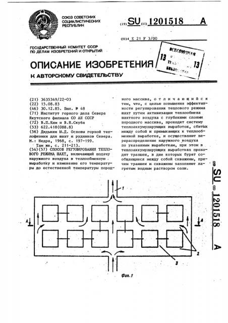 Способ регулирования теплового режима шахт (патент 1201518)