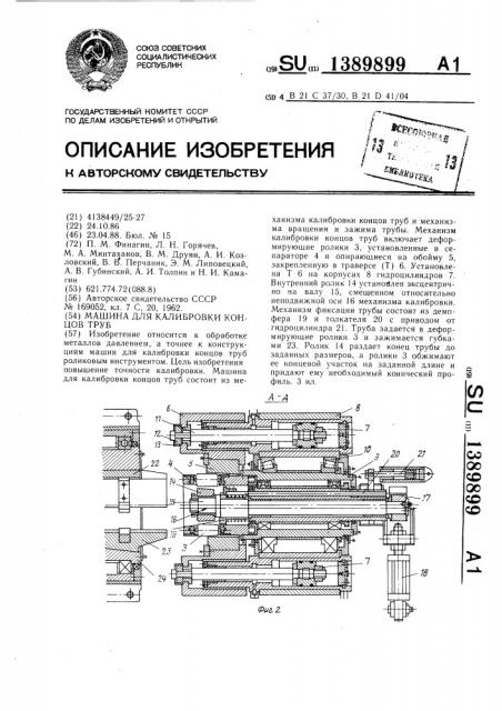 Машина для калибровки концов труб (патент 1389899)
