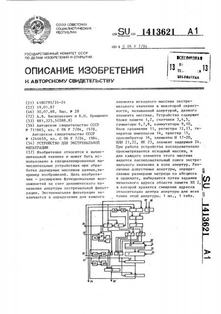 Устройство для экстремальной фильтрации (патент 1413621)